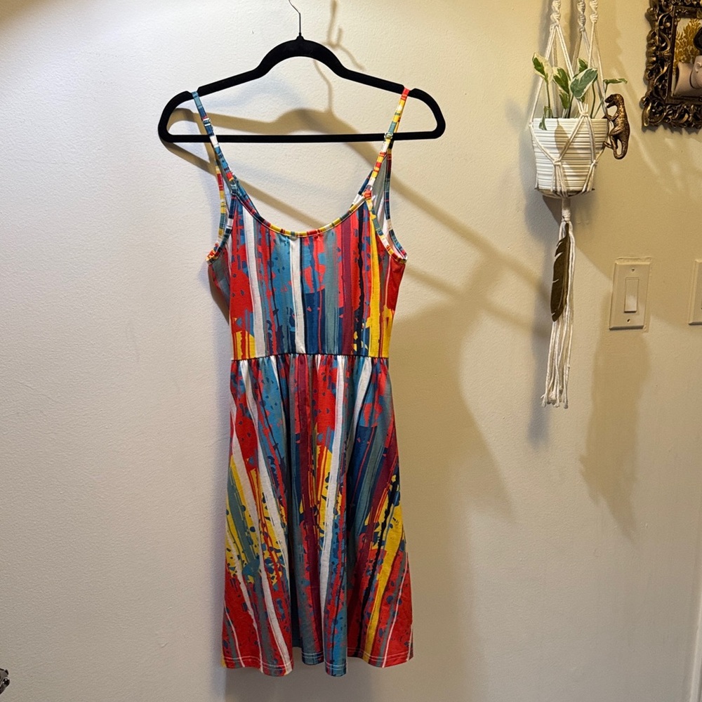 Vibrant Multicolor Striped Dress with Pockets - Picture 4 of 7
